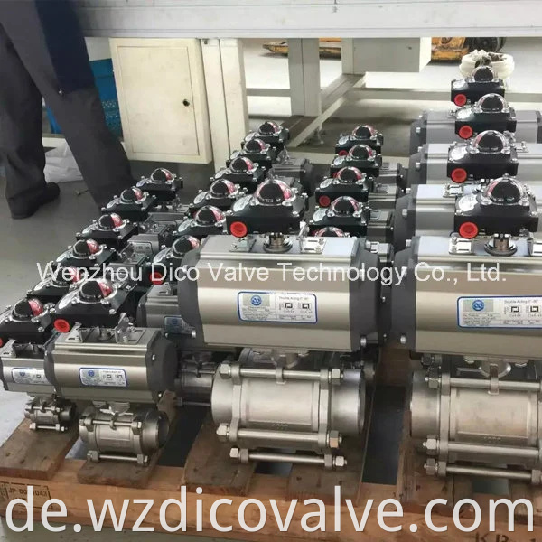 Wenzhou -Ventilhersteller Edelstahl Pneumatische/elektrische Aktuatorsteuerung 3pc schwimmendes Kugelventil